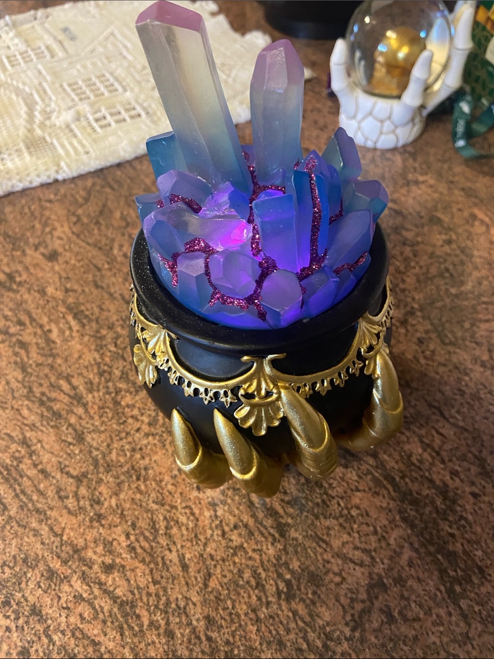 Decorative Purple Crystal Cauldron Accent - Brand